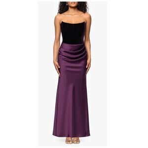 NEW Betsy & Adam Strapless Velvet & Satin Dress Size 8